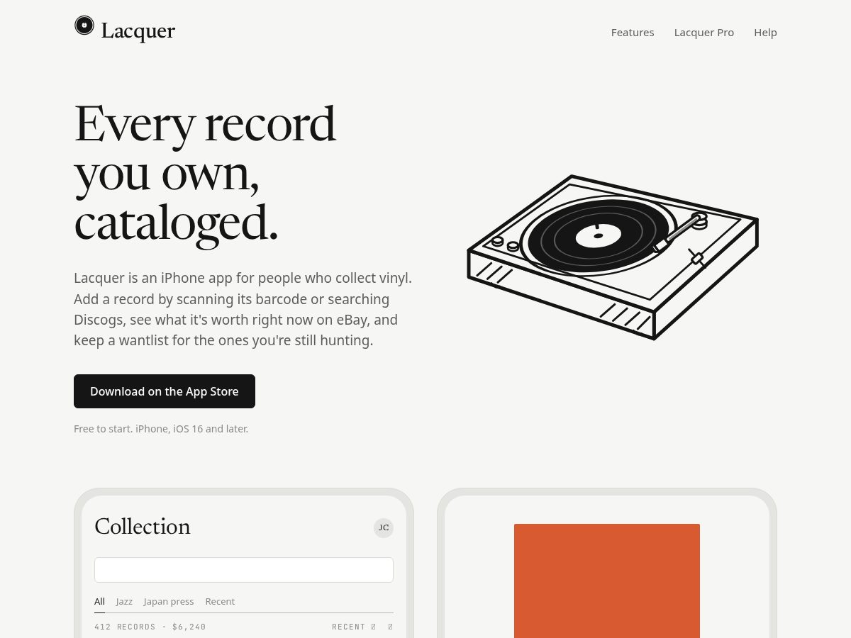 Landing-page snapshot of lacquer.audio