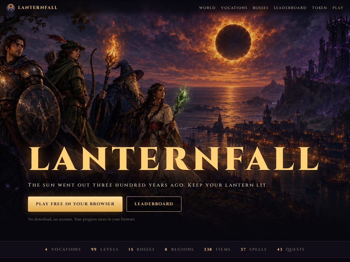 Landing-page snapshot of lanternfall.online
