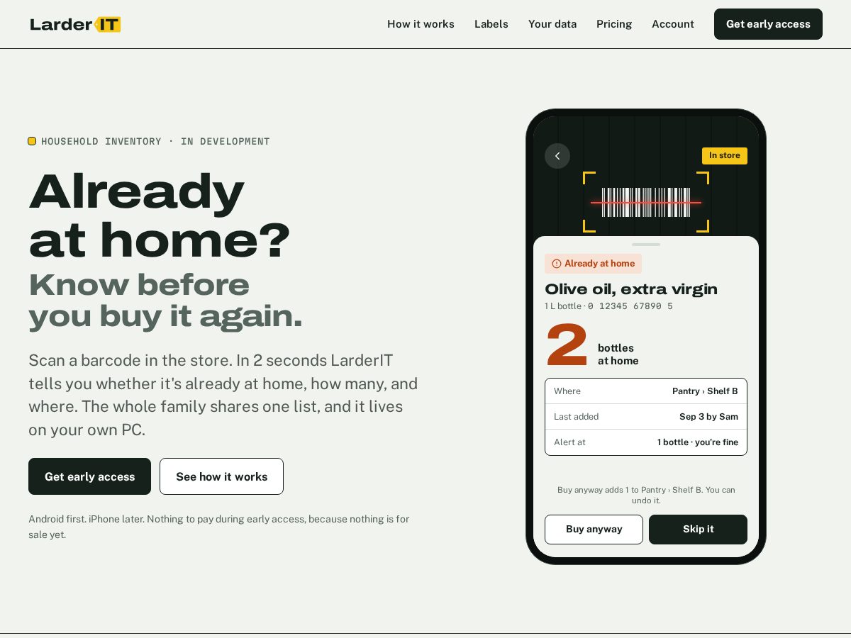 Landing-page snapshot of larderit.com