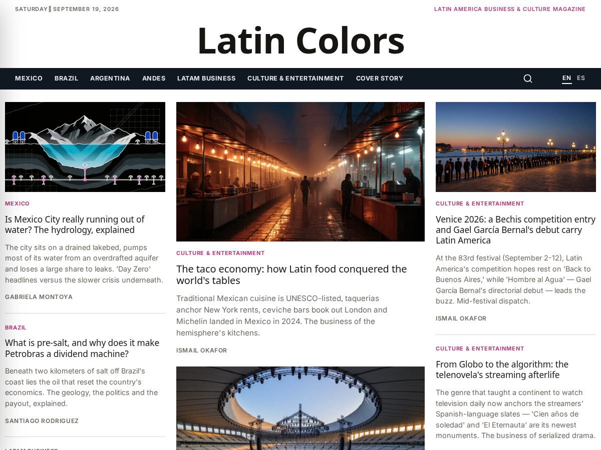 Landing-page snapshot of latincolorsmag.com