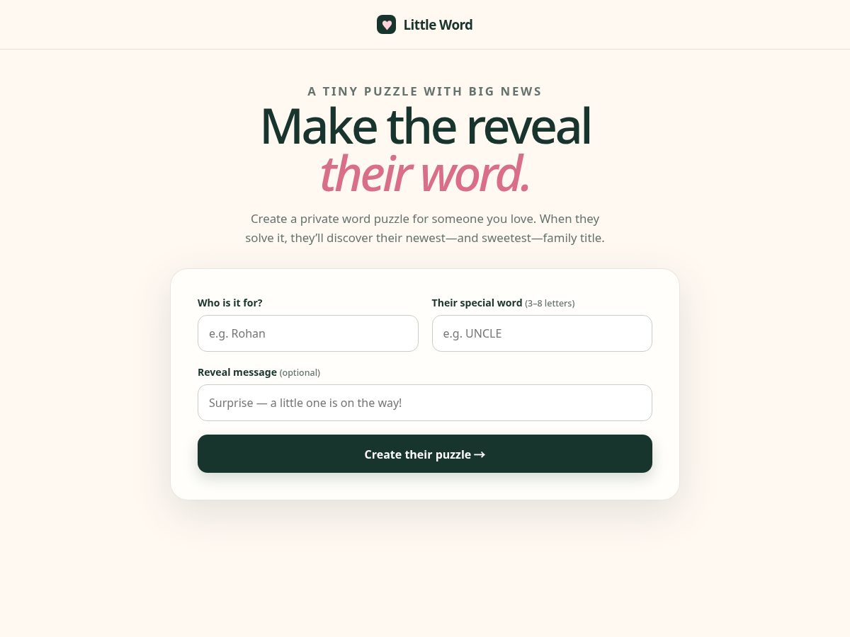 Landing-page snapshot of littleword.quest