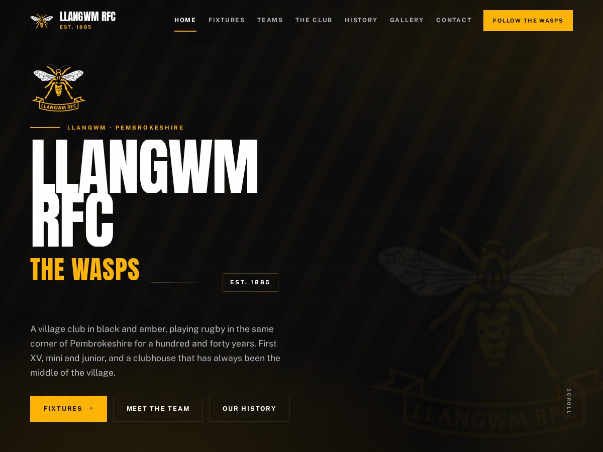 Landing-page snapshot of llangwmrfc.com