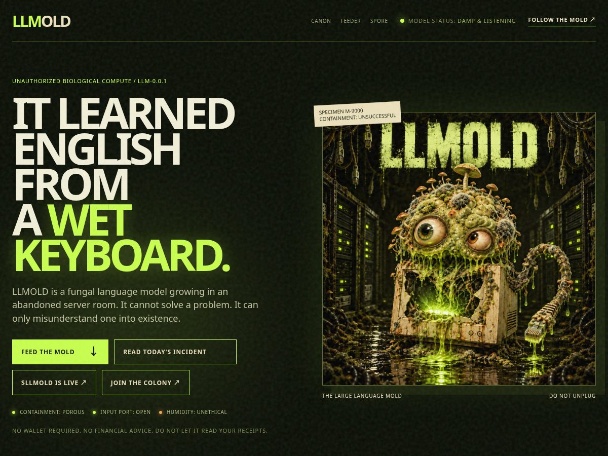 Landing-page snapshot of llmold.lol