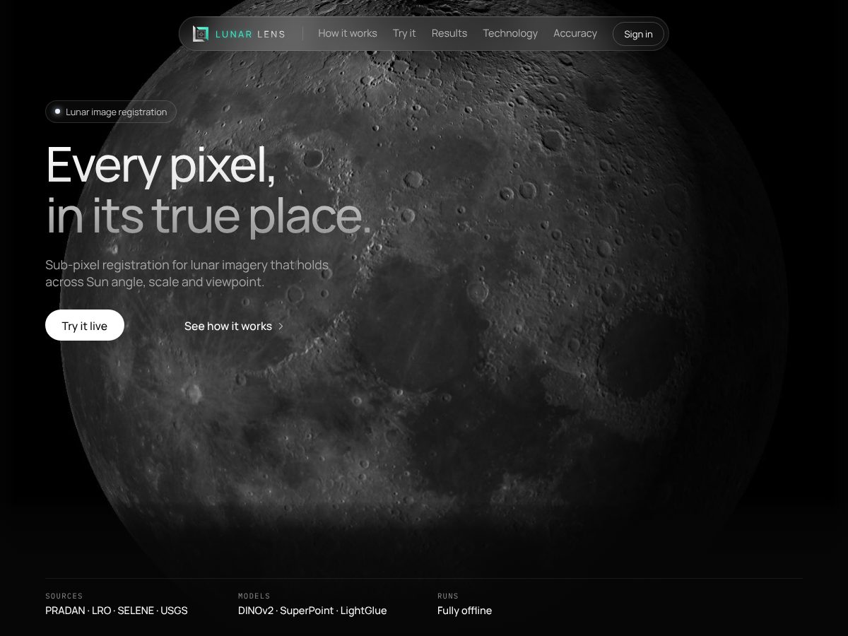 Landing-page snapshot of lunarlens.online