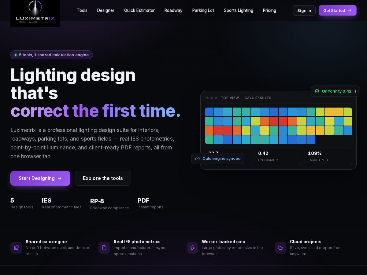 Landing-page snapshot of luximetrix.com