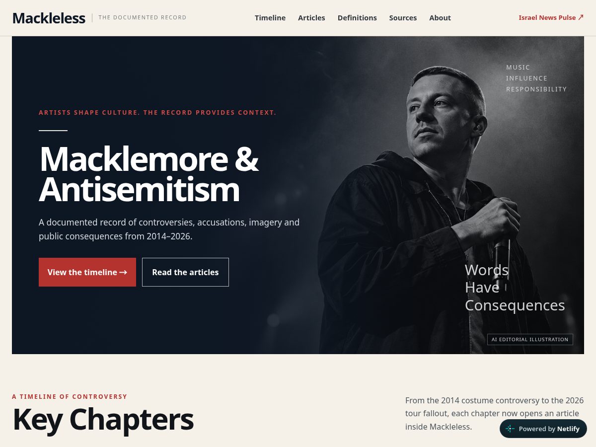 Landing-page snapshot of mackleless.com