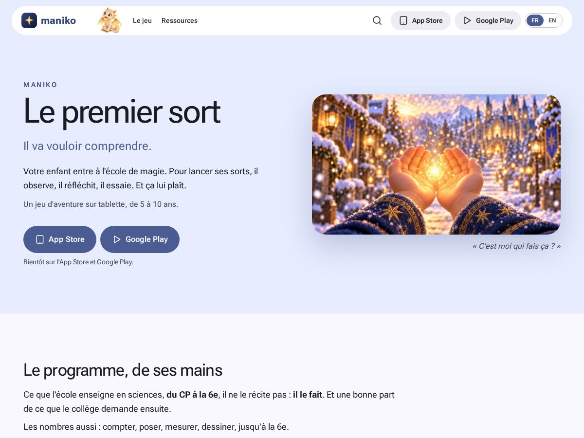 Landing-page snapshot of manikogames.com