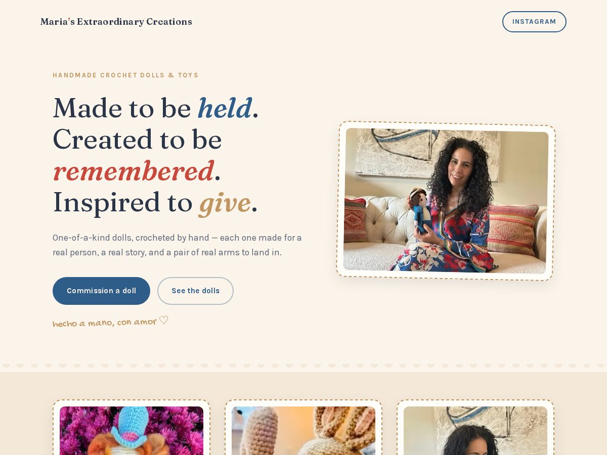 Landing-page snapshot of mariasextraordinarypeople.com
