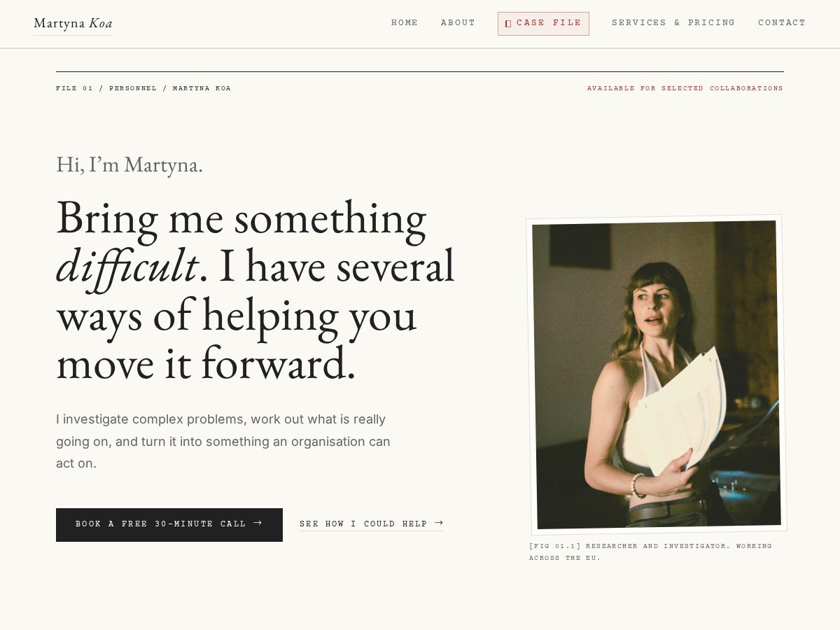Landing-page snapshot of martynakoa.info