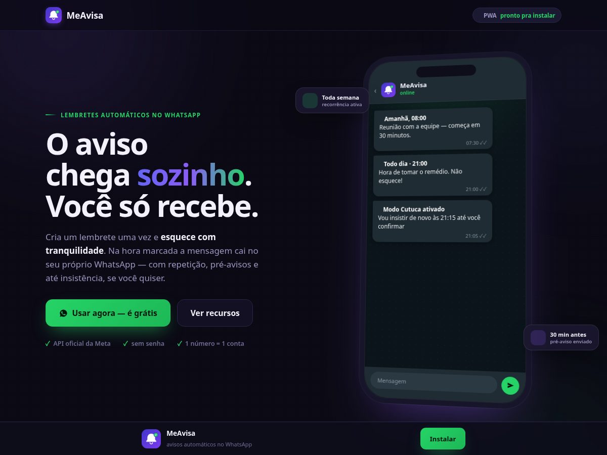 Landing-page snapshot of meavisa.online