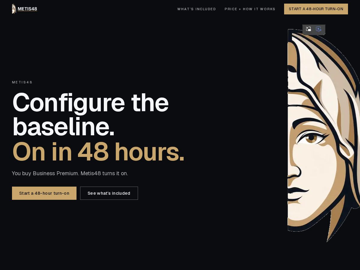 Landing-page snapshot of metis48.com