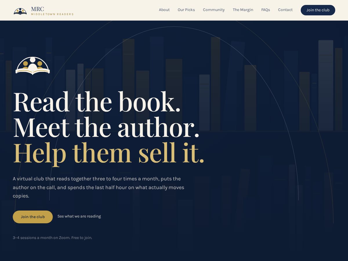 Landing-page snapshot of middletownreadersclub.org