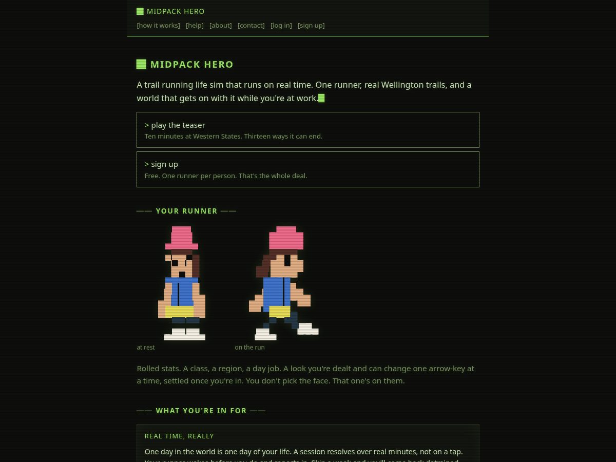 Landing-page snapshot of midpackhero.com