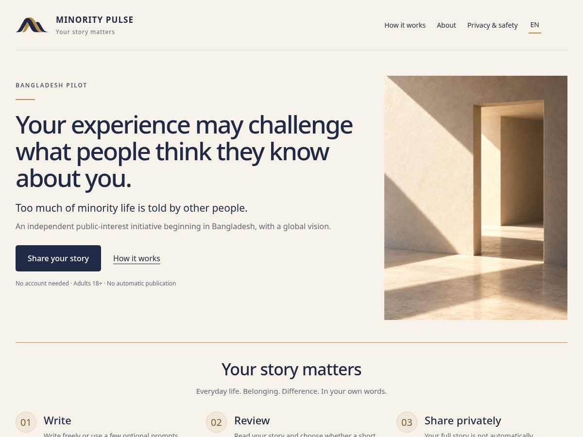 Landing-page snapshot of minoritypulse.org