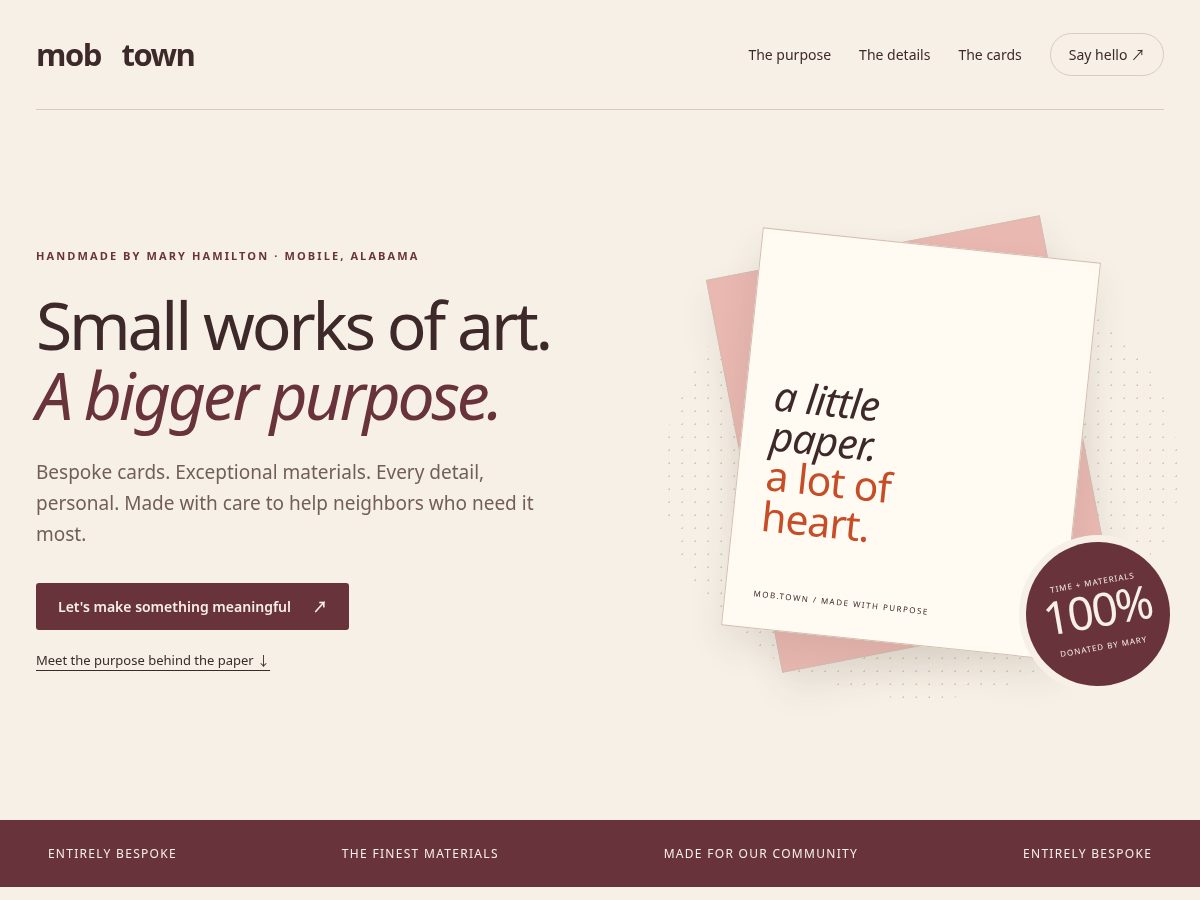 Landing-page snapshot of mob.town