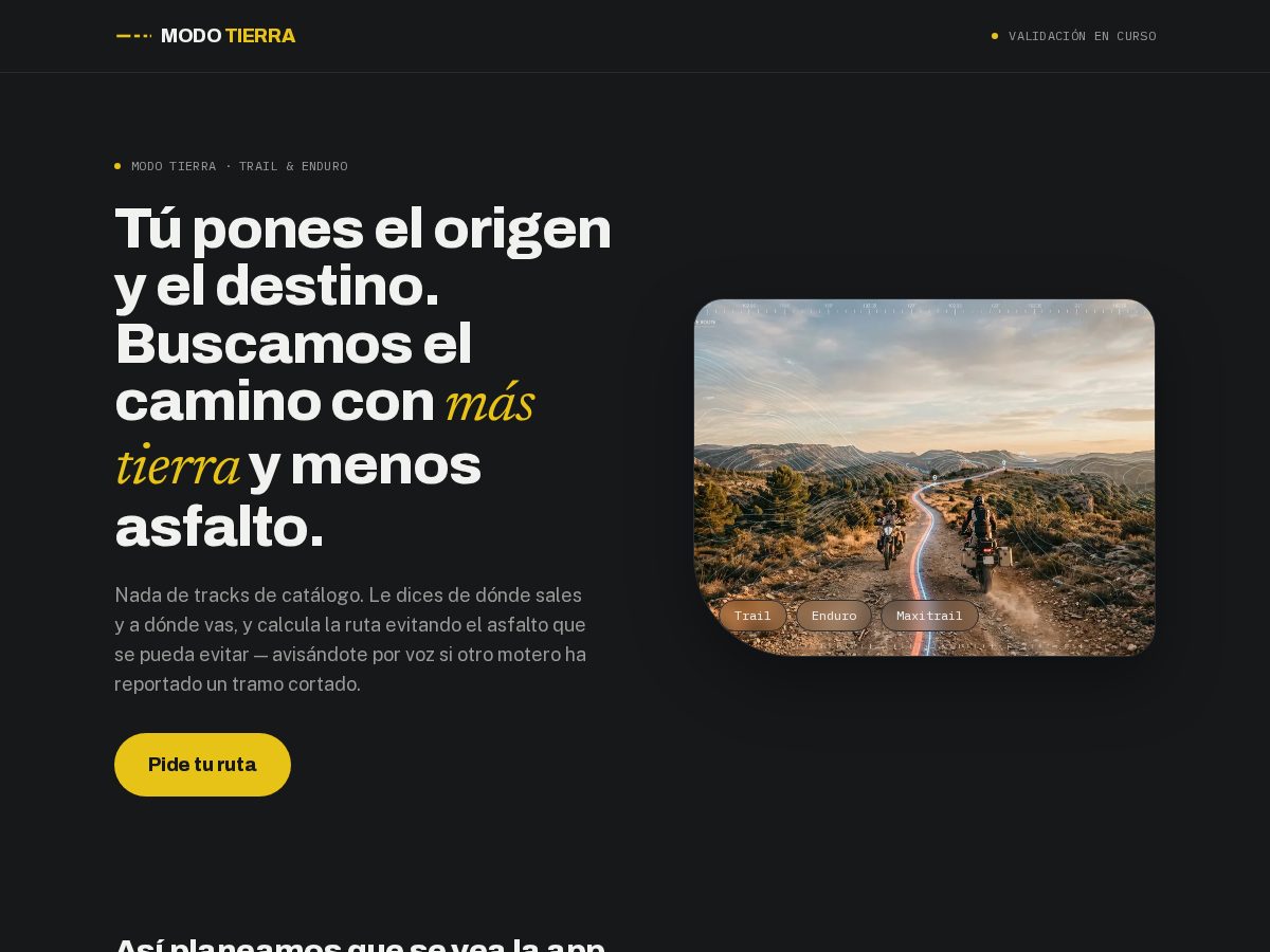 Landing-page snapshot of modotierra.com