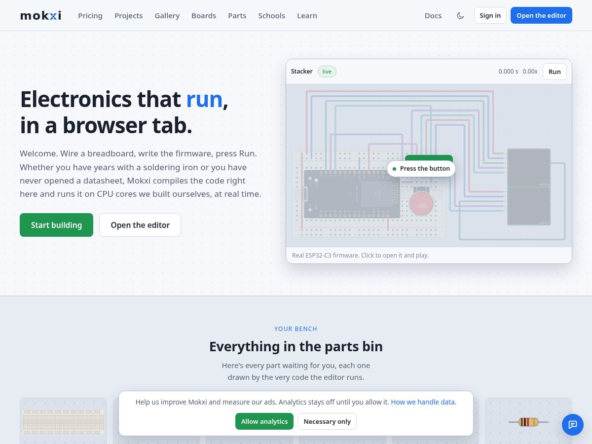 Landing-page snapshot of mokxi.net