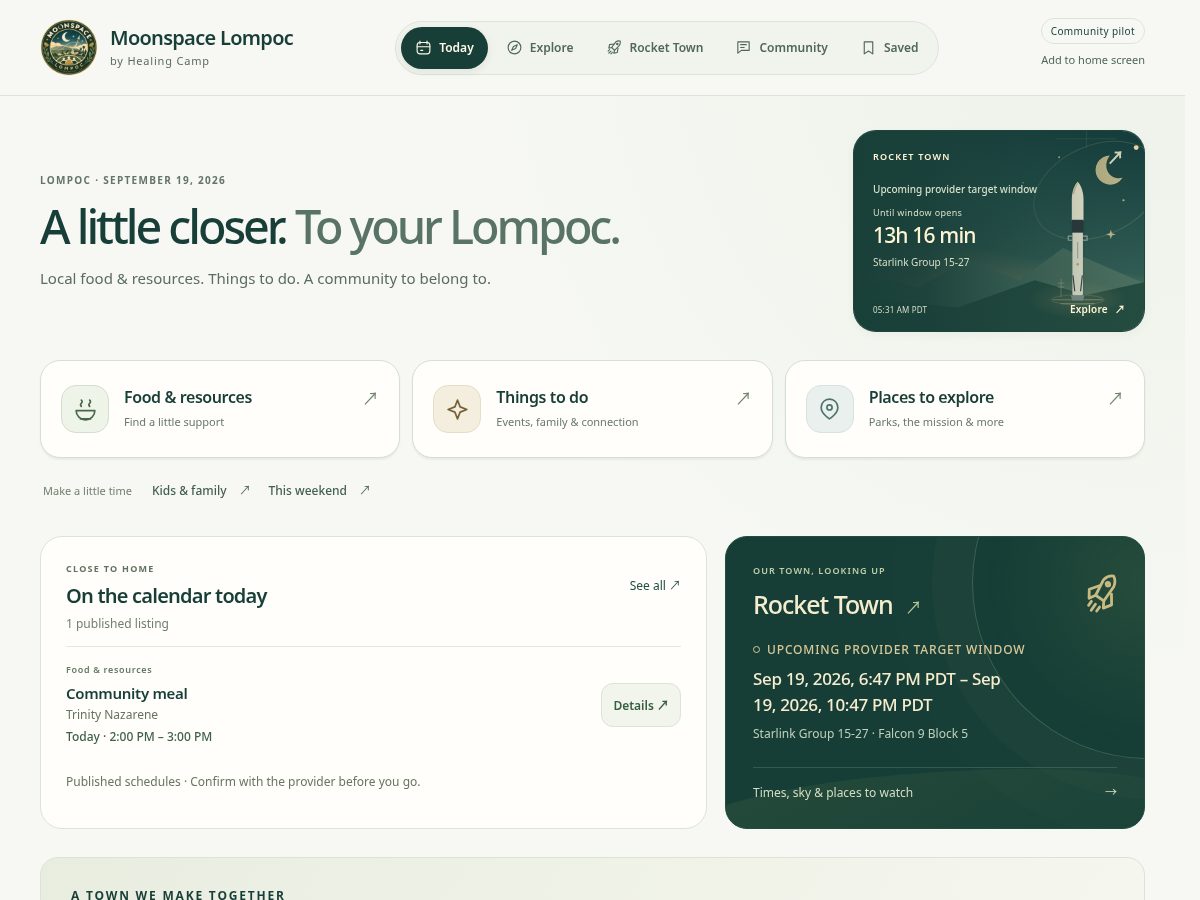 Landing-page snapshot of moonspacelompoc.com