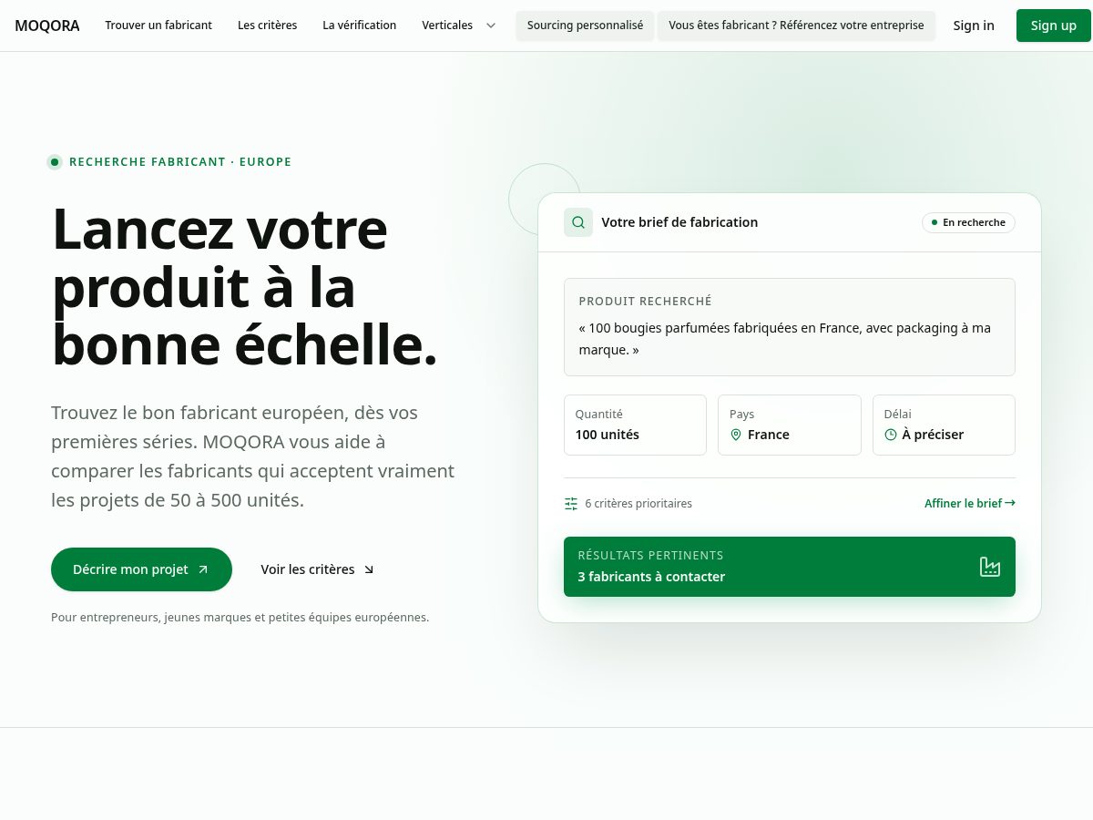 Landing-page snapshot of moqora.com
