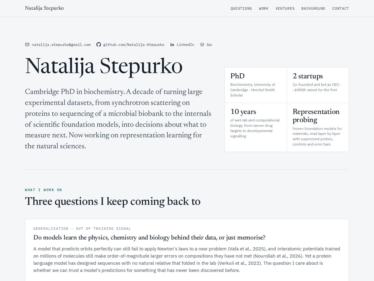 Landing-page snapshot of natalija-stepurko.com