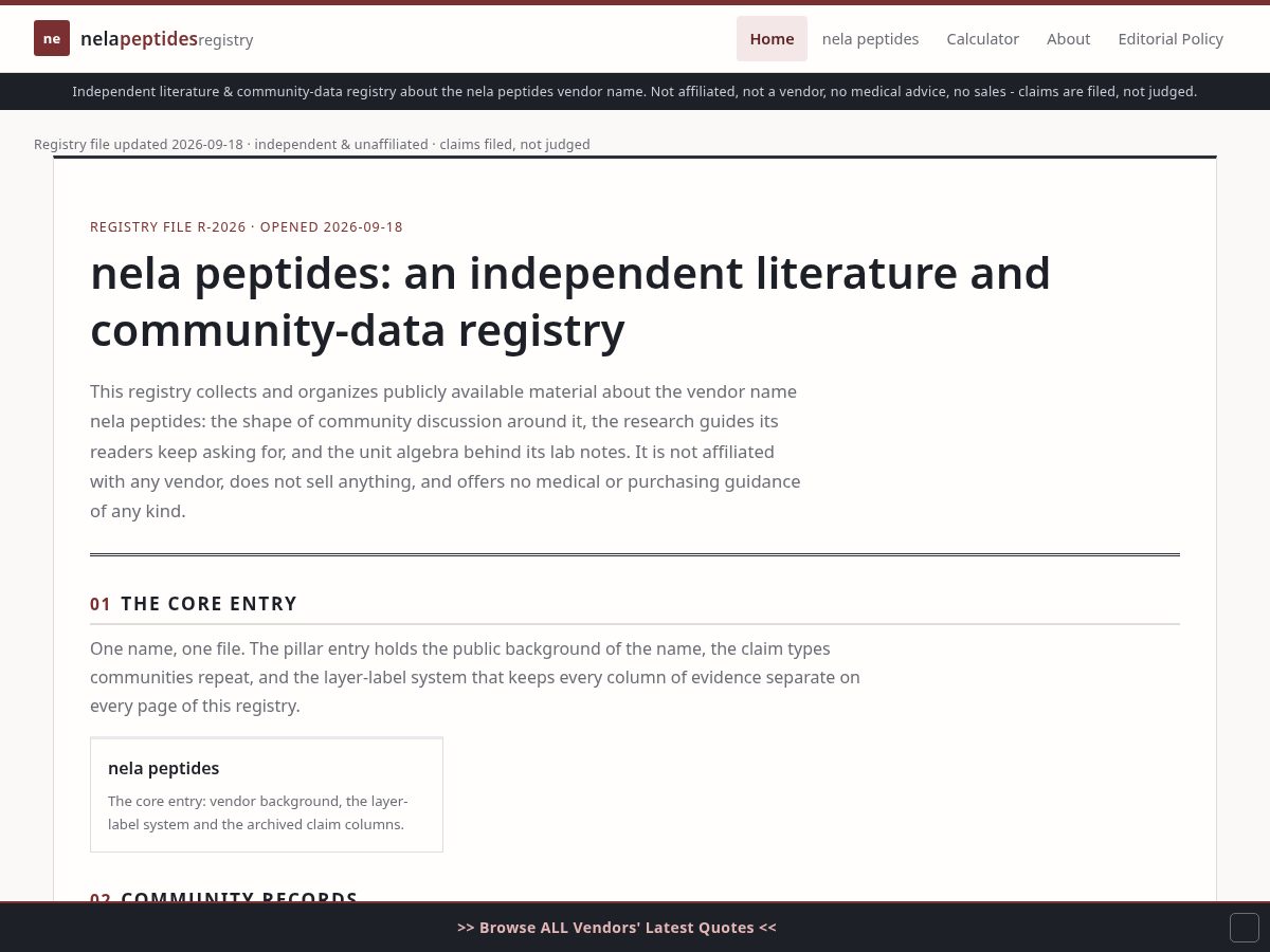 Landing-page snapshot of nelapeptides.com