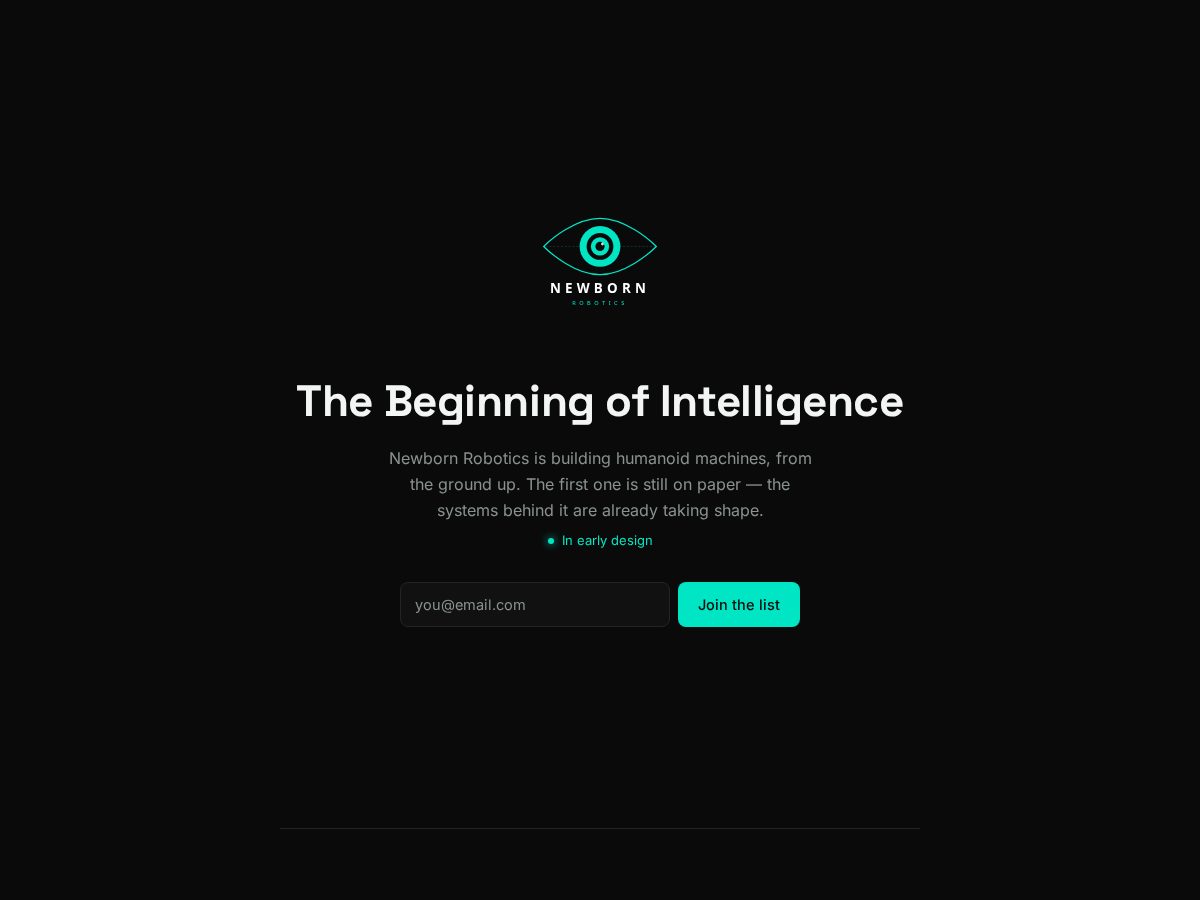 Landing-page snapshot of newbornrobotics.com