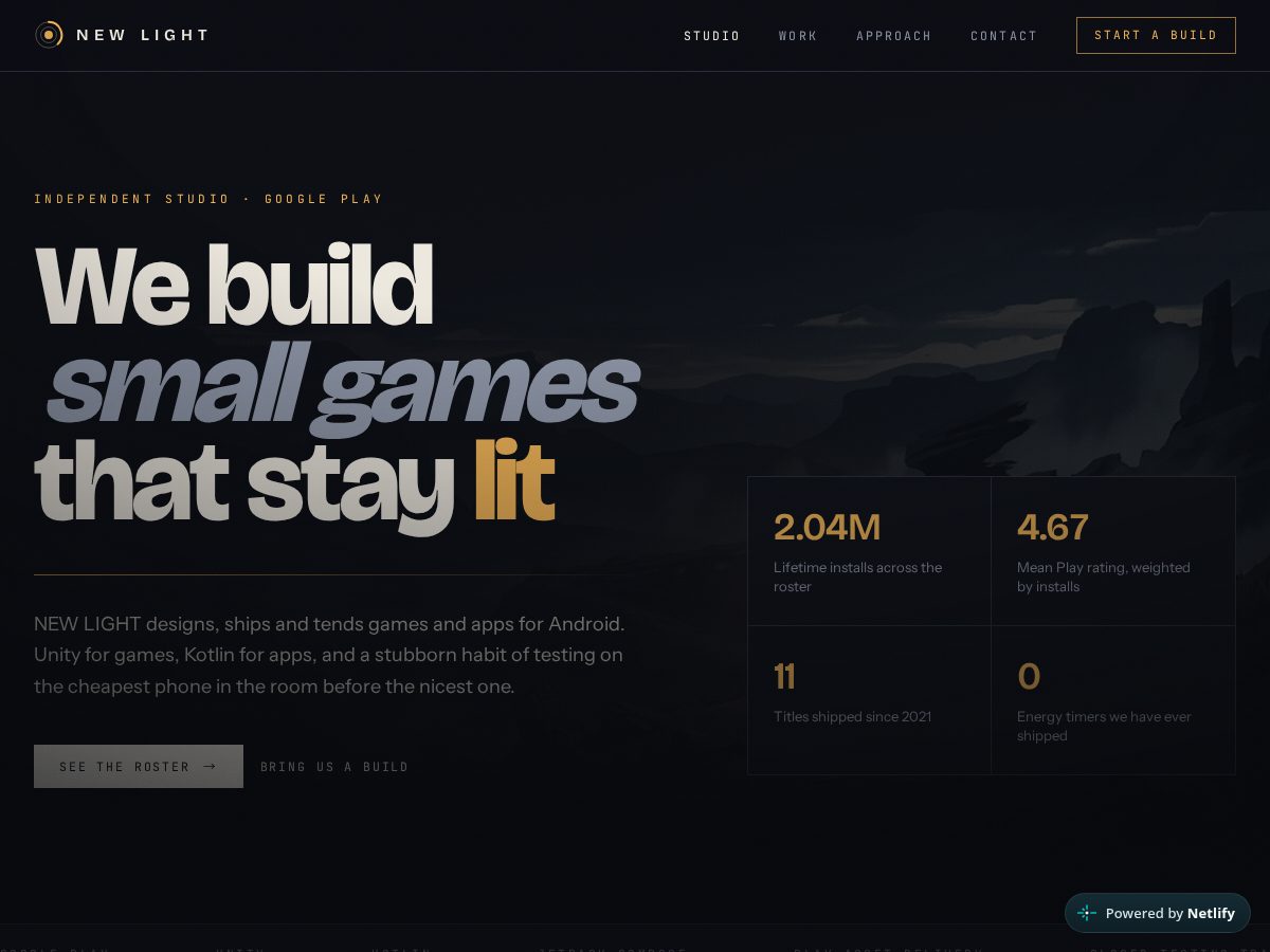 Landing-page snapshot of newlight.live
