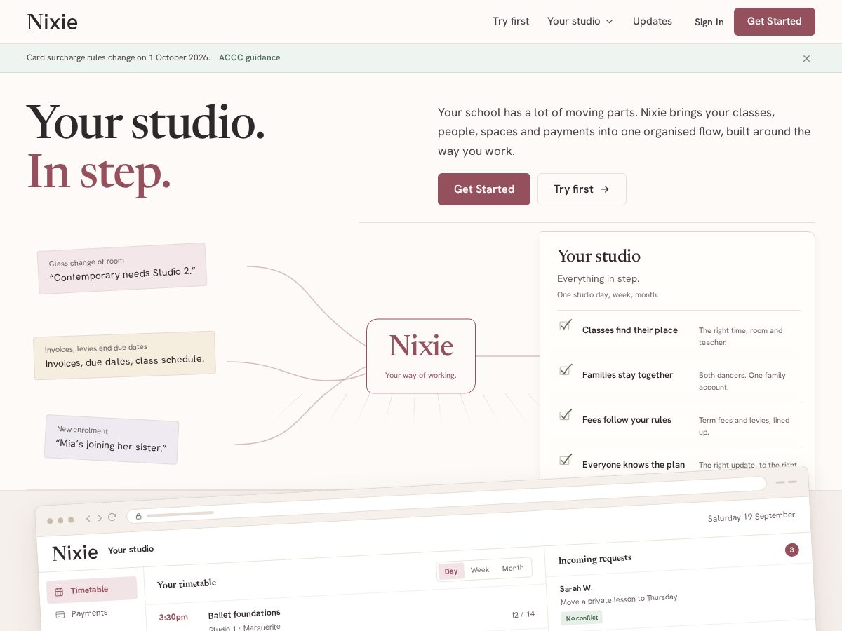 Landing-page snapshot of nixiedance.com