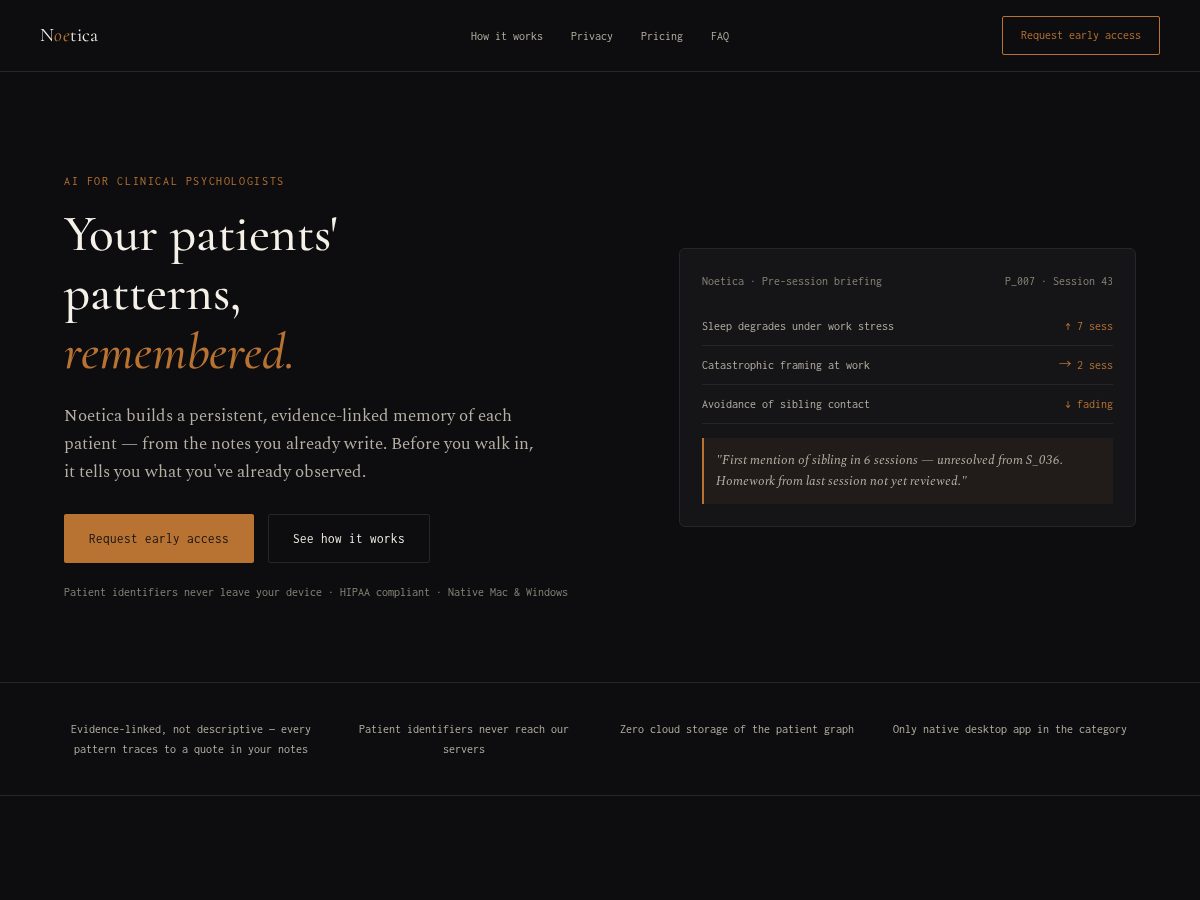 Landing-page snapshot of noetica-app.com