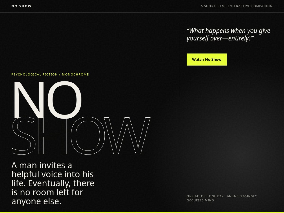 Landing-page snapshot of noshow.film