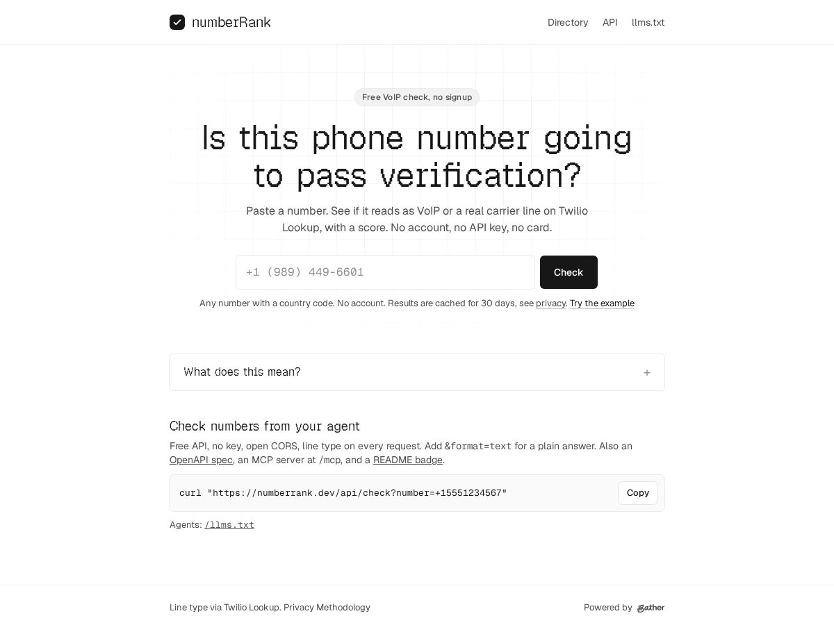 Landing-page snapshot of numberrank.dev