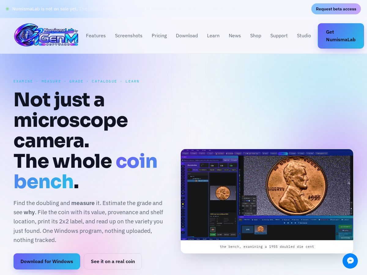 Landing-page snapshot of numismalab.com
