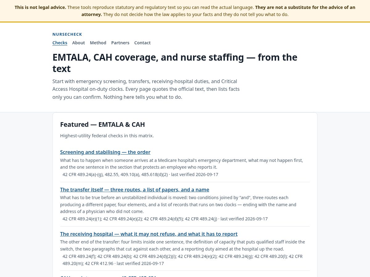Landing-page snapshot of nursecheck.org