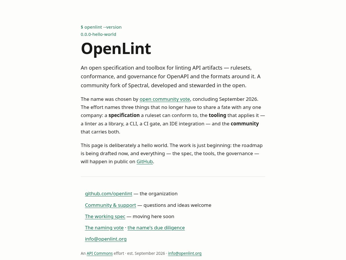 Landing-page snapshot of openlint.org