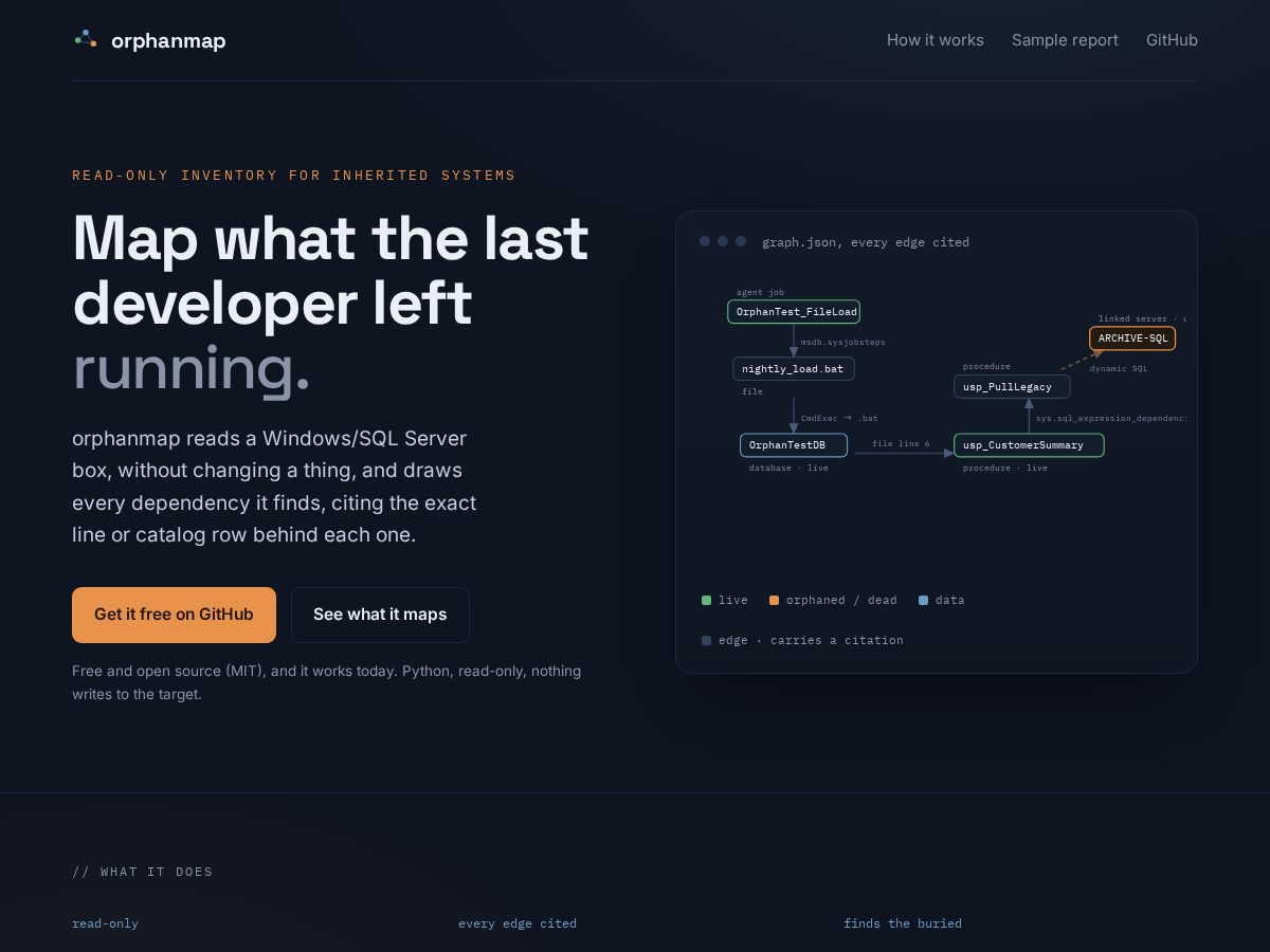 Landing-page snapshot of orphanmap.com