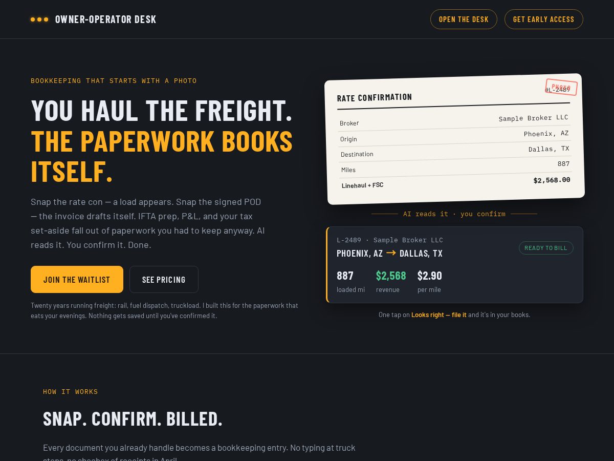 Landing-page snapshot of owneroperatorcentral.com