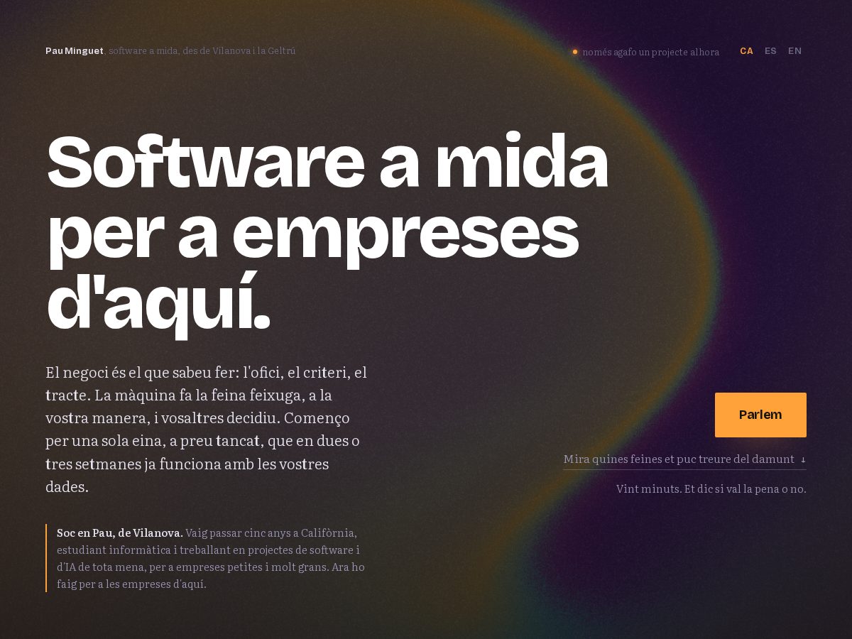 Landing-page snapshot of pauminguet.com
