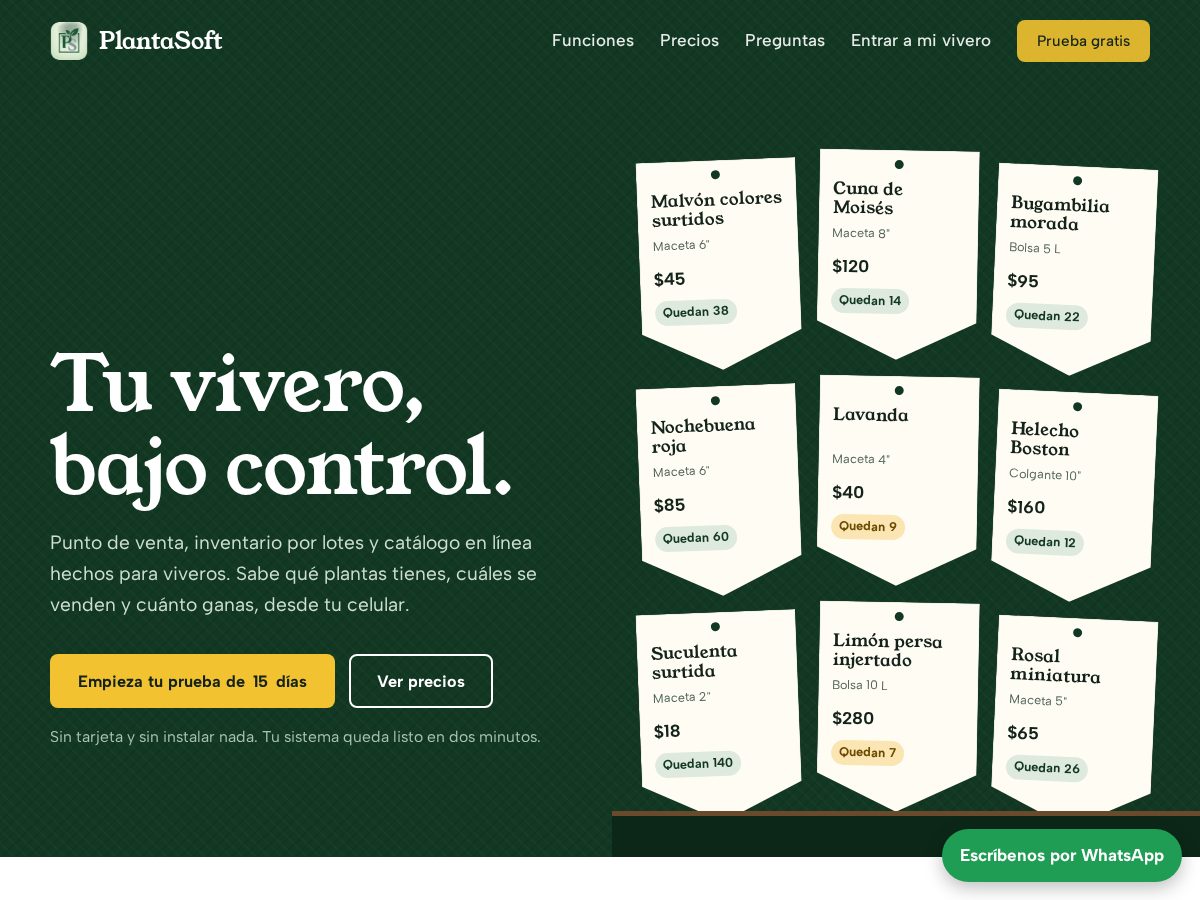 Landing-page snapshot of plantasoft.com