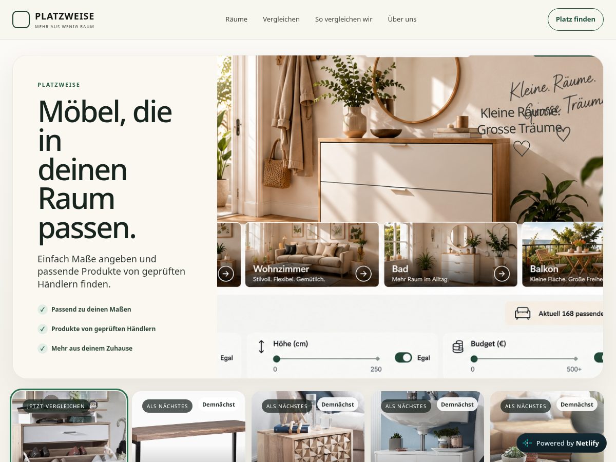 Landing-page snapshot of platzweise.com