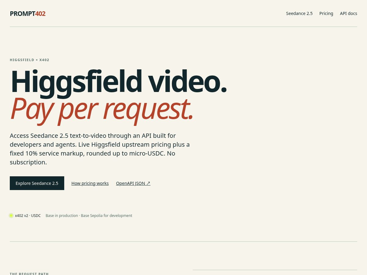 Landing-page snapshot of prompt402.com