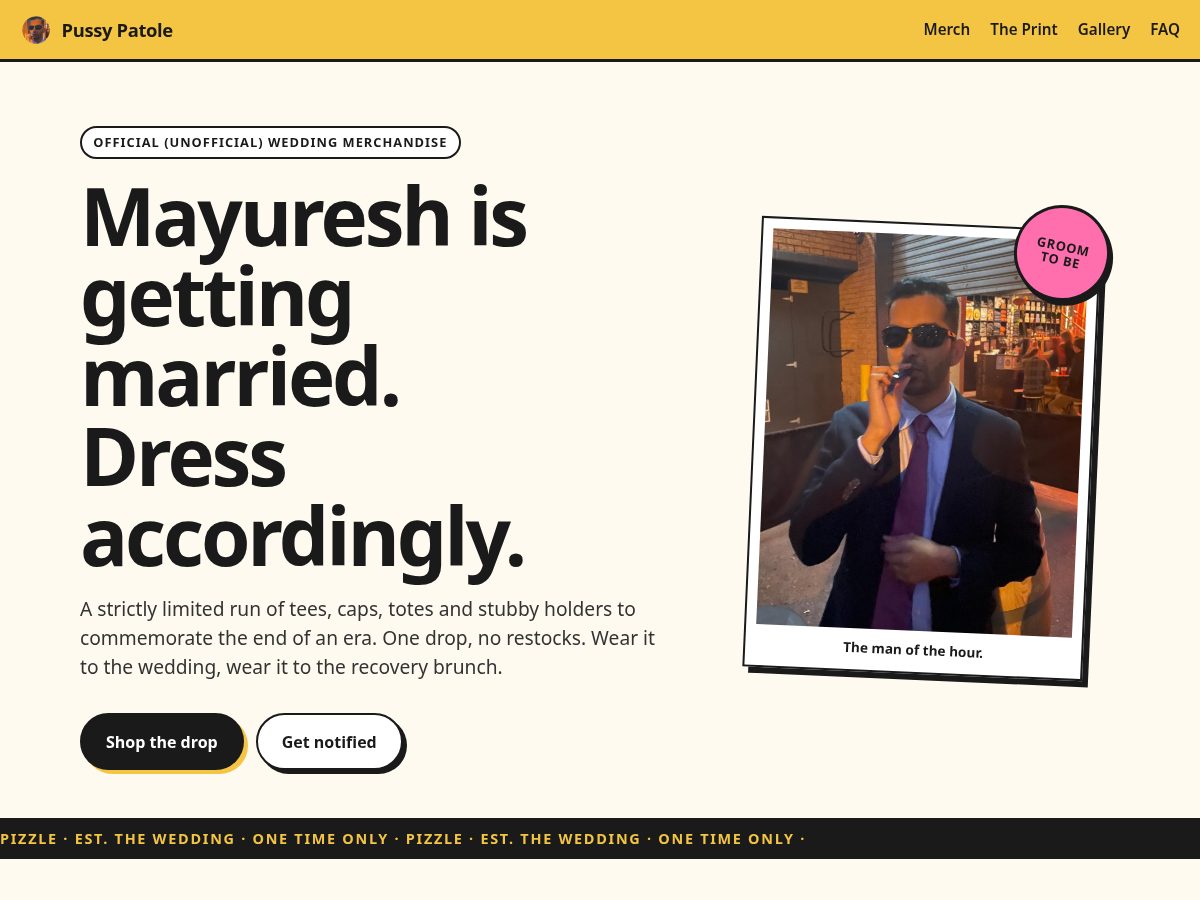 Landing-page snapshot of pussypatole.com