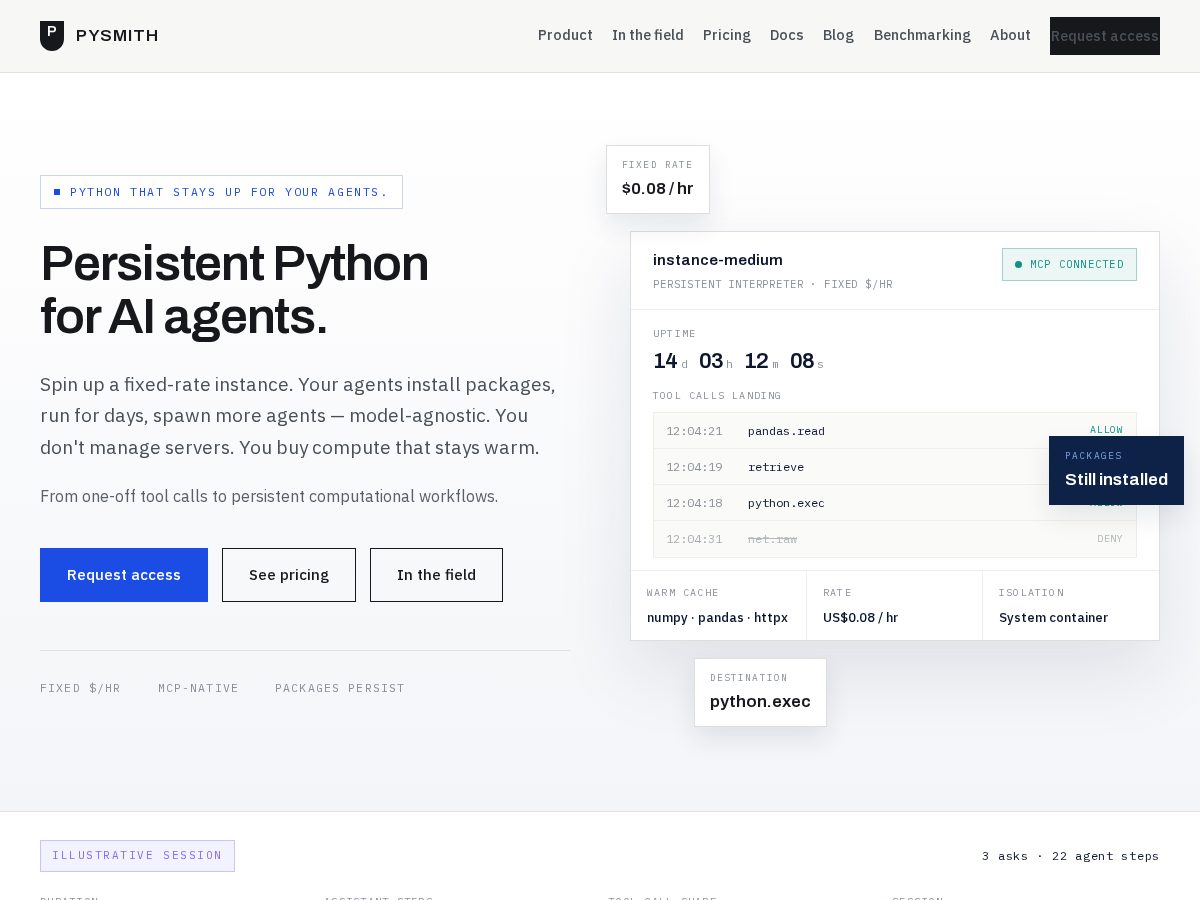 Landing-page snapshot of pysmith.com