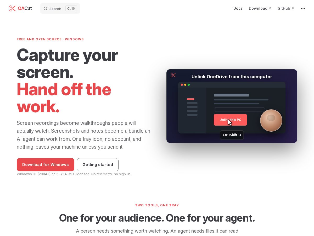 Landing-page snapshot of qacut.com
