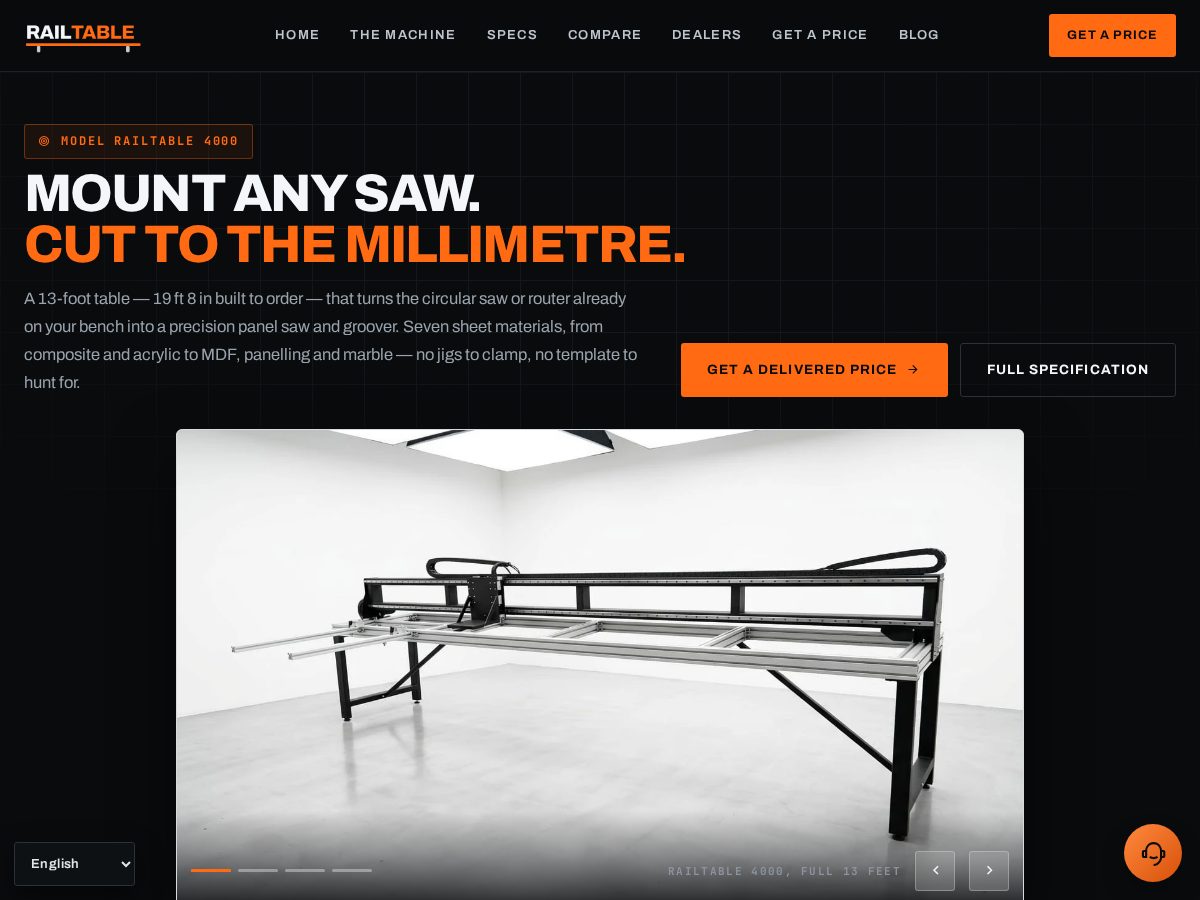 Landing-page snapshot of railtable.com