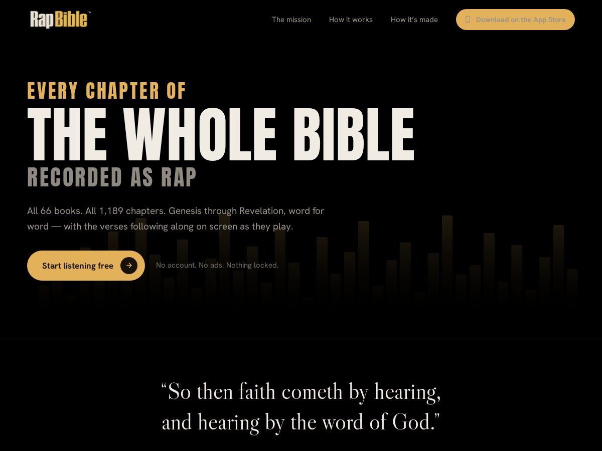 Landing-page snapshot of rapbible.org
