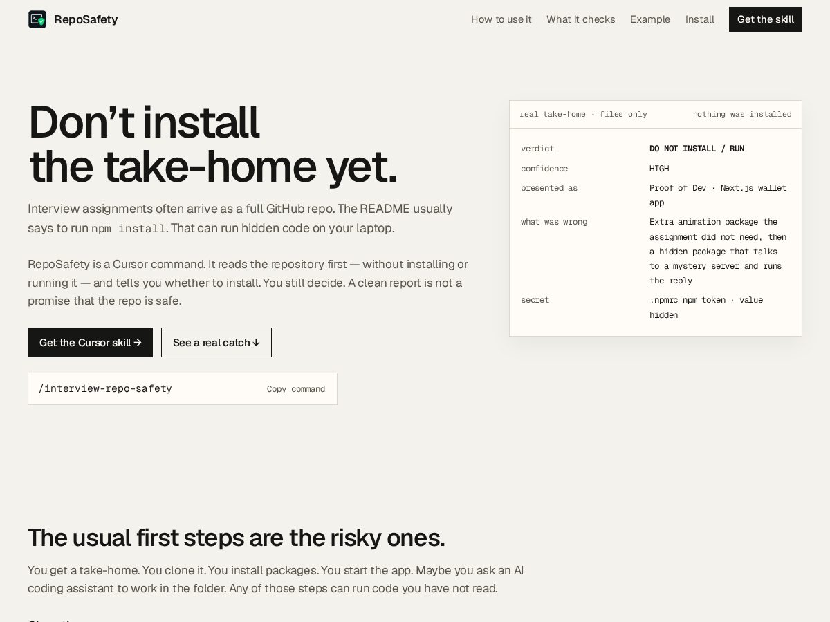 Landing-page snapshot of reposafety.com