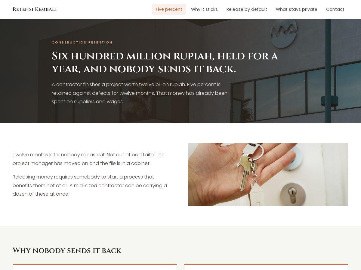 Landing-page snapshot of retensikembali.site