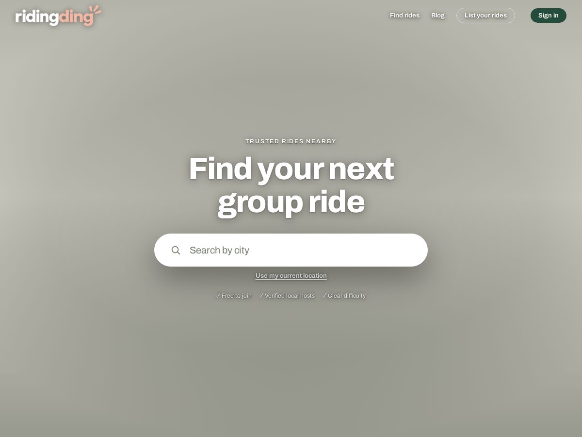 Landing-page snapshot of ridingding.com