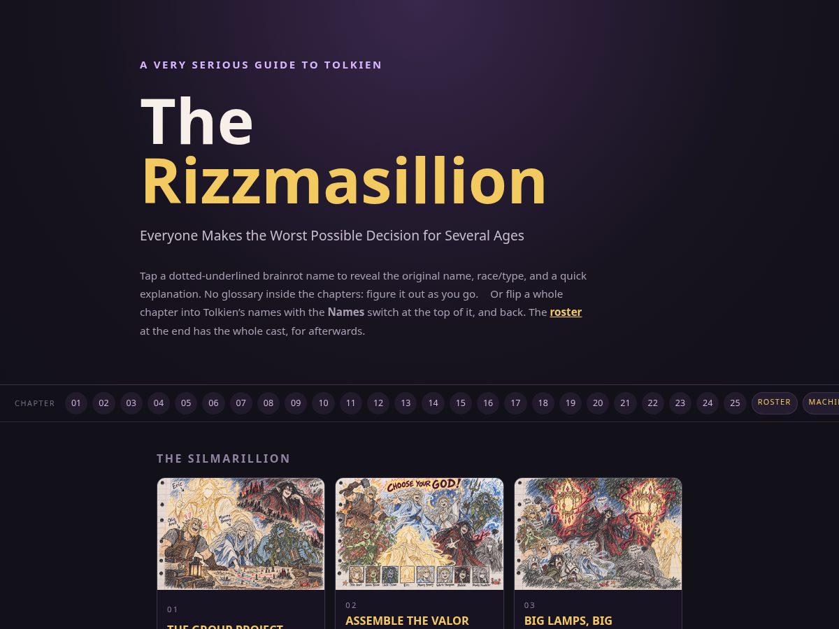 Landing-page snapshot of rizzmasillion.com