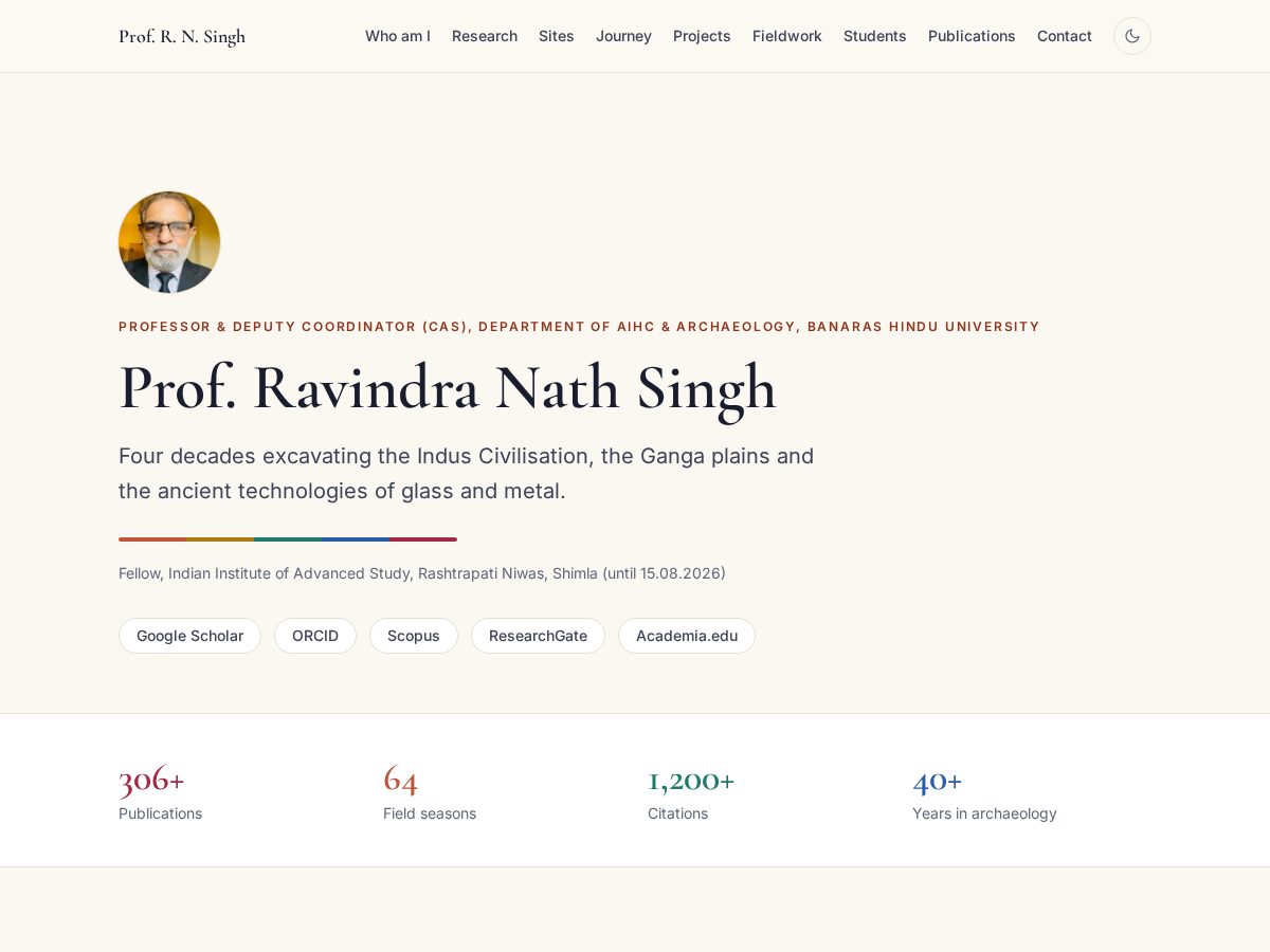 Landing-page snapshot of rnsingh-archaeology.com